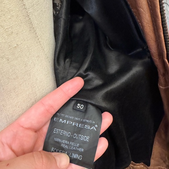 Men’s Empresa Brown Leather Jacket - Picture 5 of 6